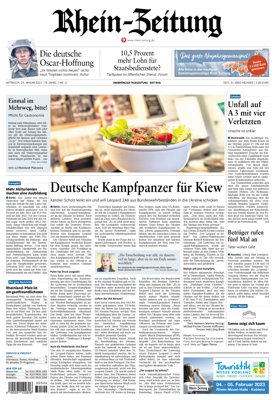 Rhein-Zeitung Kreis Neuwied vom Mittwoch, 25.01.2023
