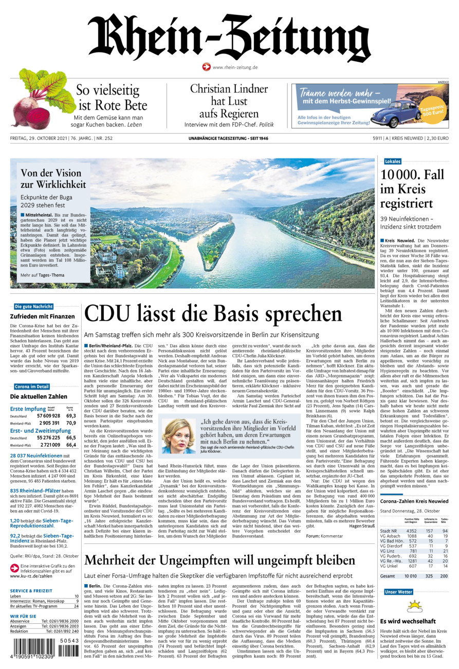 Rhein-Zeitung Kreis Neuwied vom Freitag, 29.10.2021