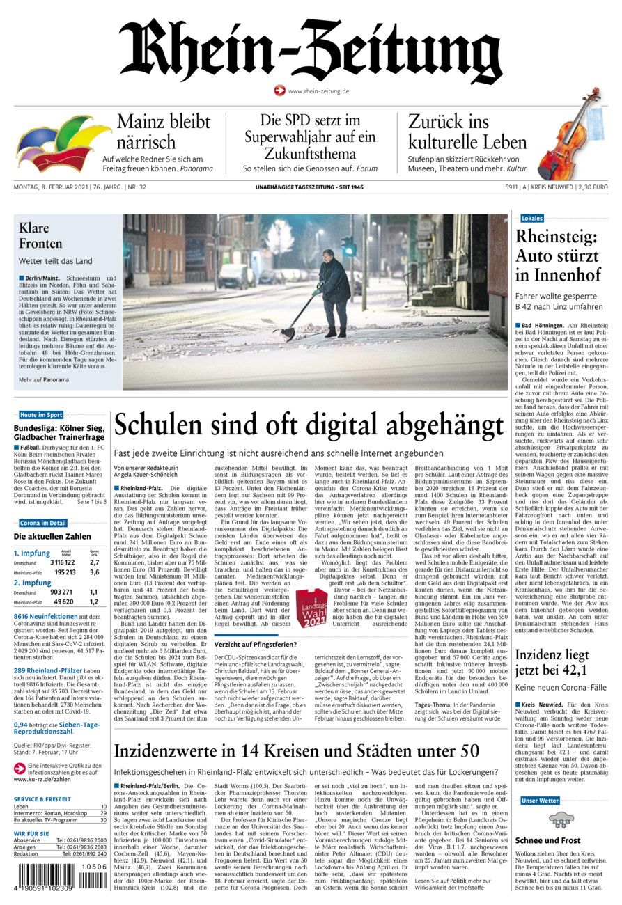 Rhein-Zeitung Kreis Neuwied vom Montag, 08.02.2021