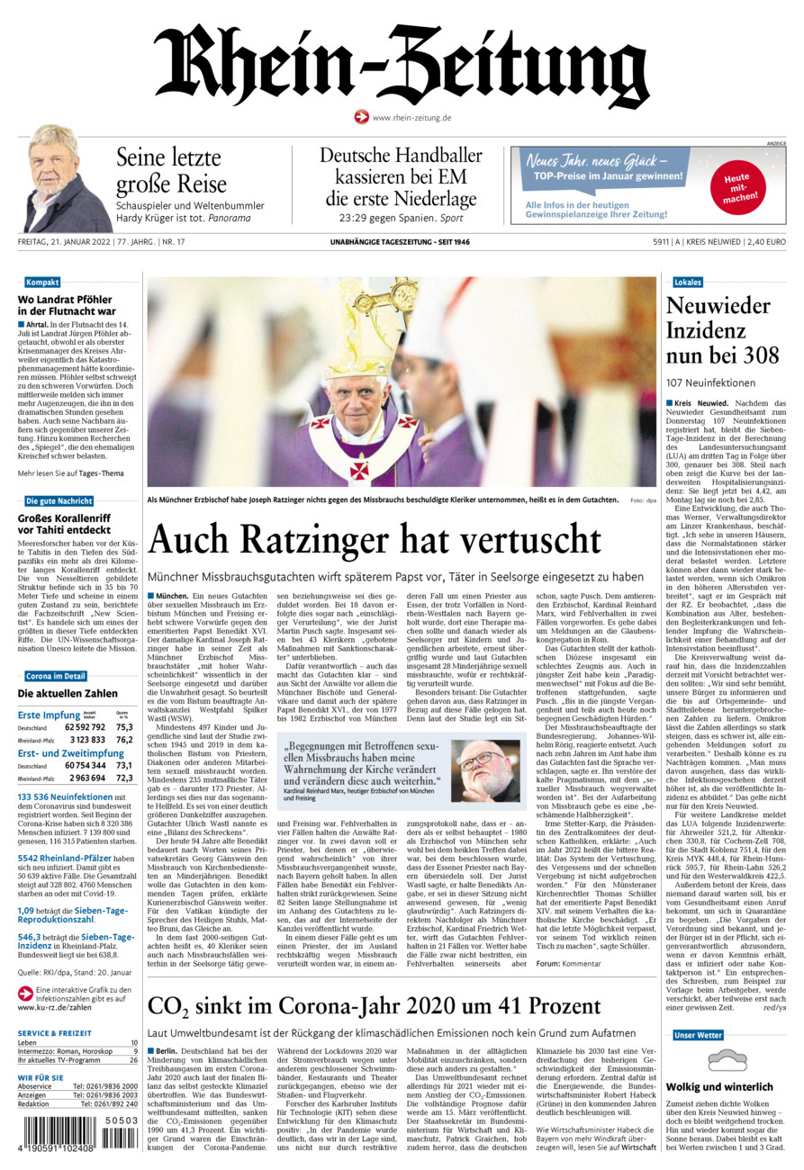 Rhein-Zeitung Kreis Neuwied vom Freitag, 21.01.2022