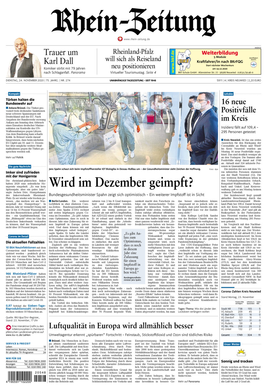 Rhein-Zeitung Kreis Neuwied vom Dienstag, 24.11.2020