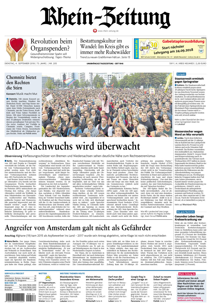 Rhein-Zeitung Kreis Neuwied vom Dienstag, 04.09.2018