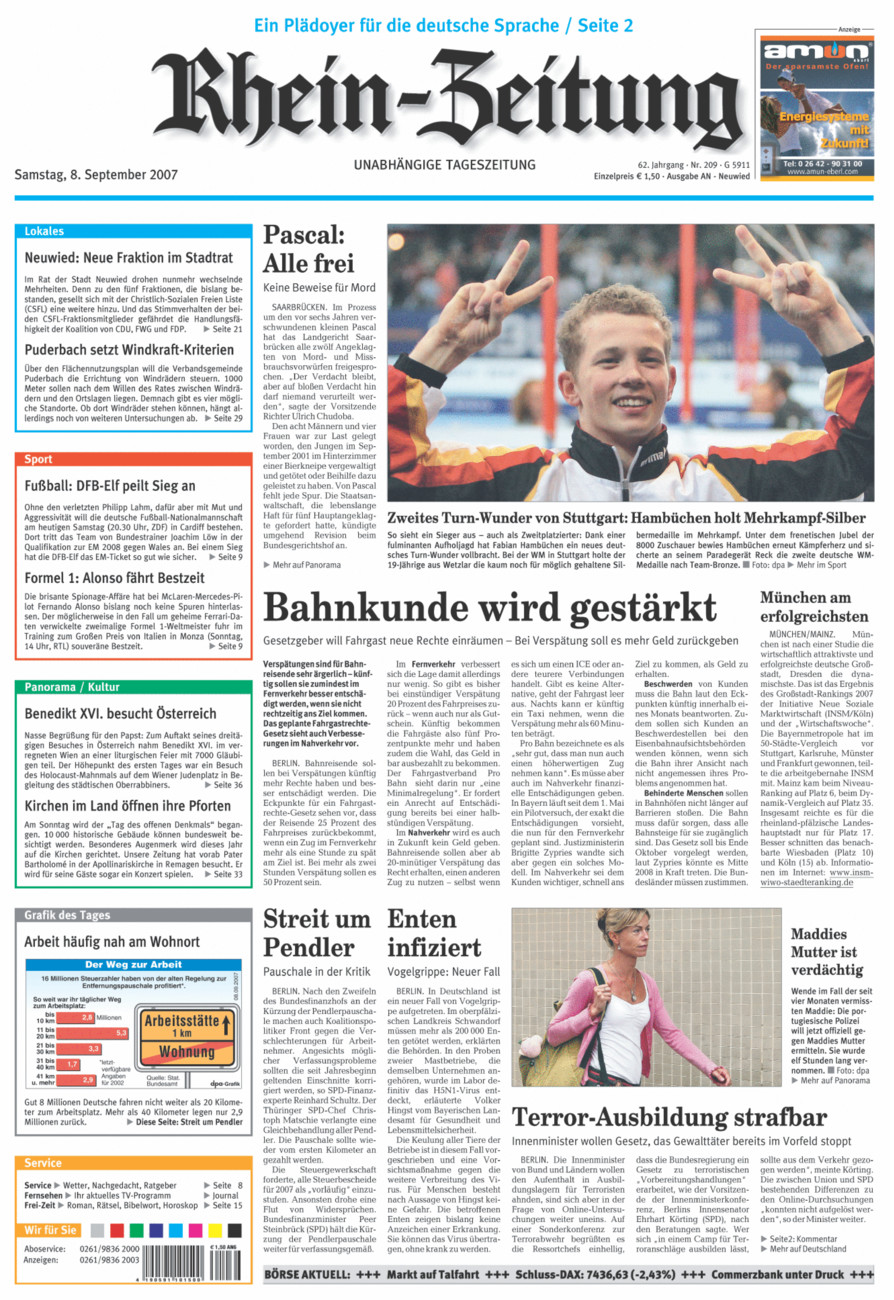 Rhein-Zeitung Kreis Neuwied vom Samstag, 08.09.2007