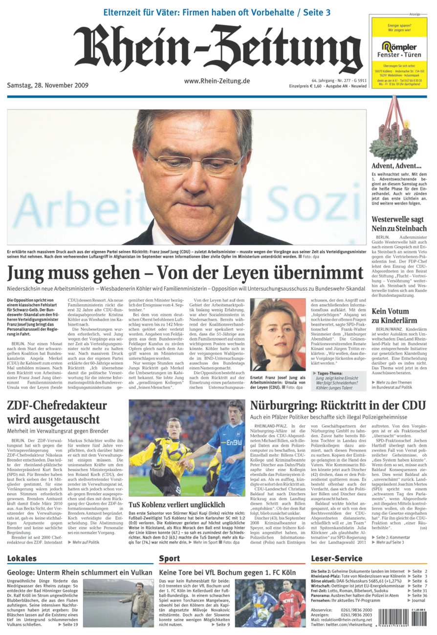 Rhein-Zeitung Kreis Neuwied vom Samstag, 28.11.2009