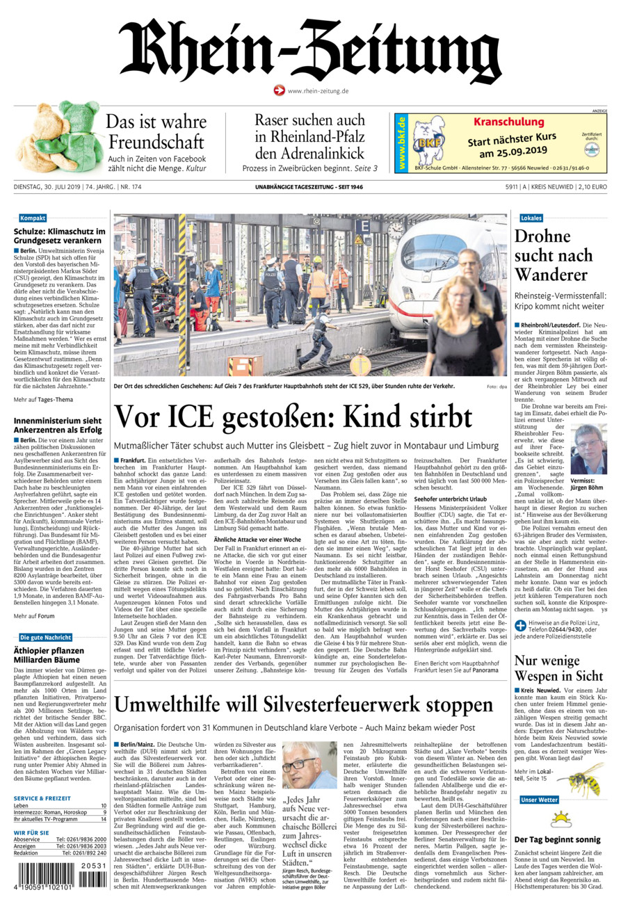 Rhein-Zeitung Kreis Neuwied vom Dienstag, 30.07.2019