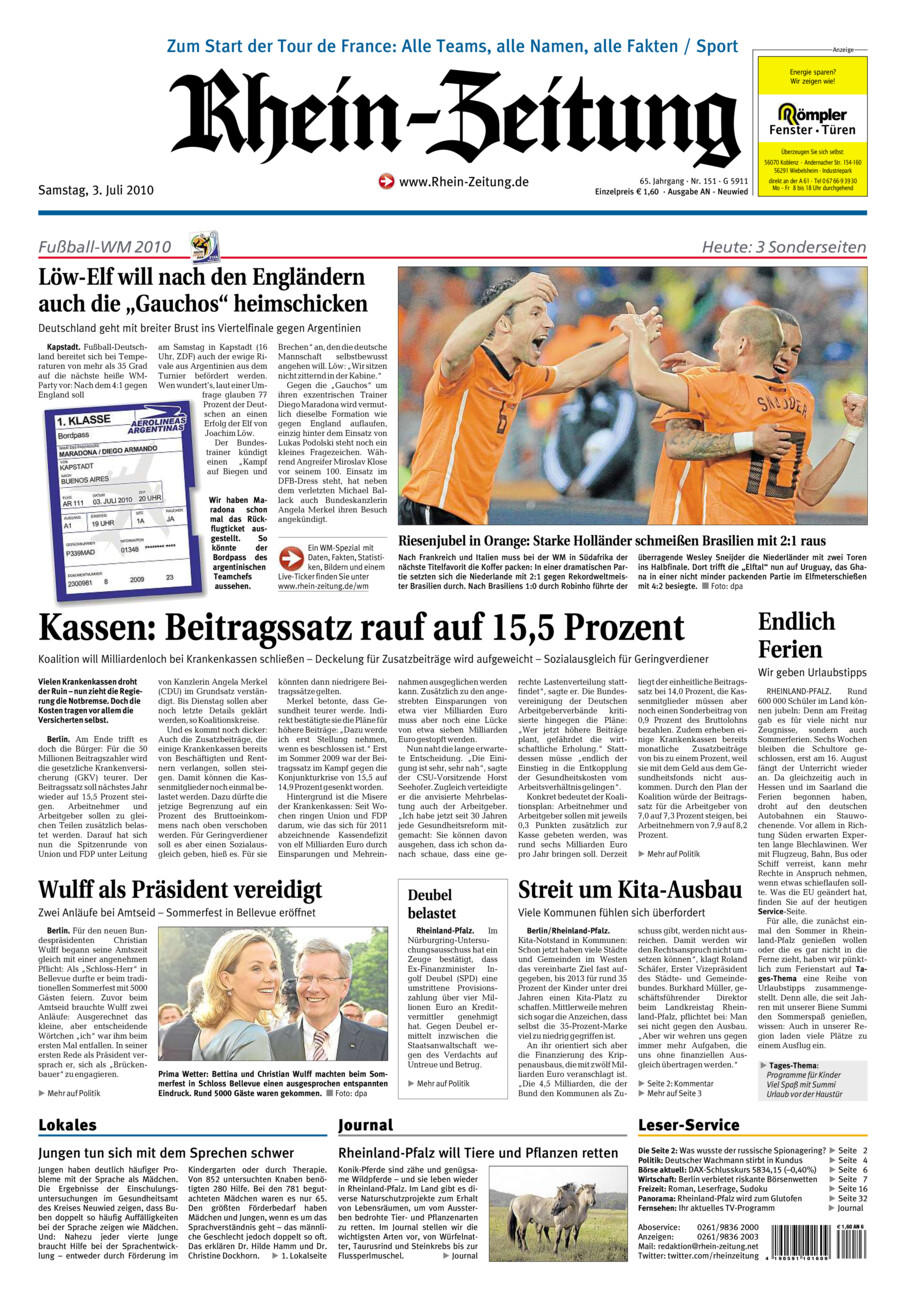 Rhein-Zeitung Kreis Neuwied vom Samstag, 03.07.2010