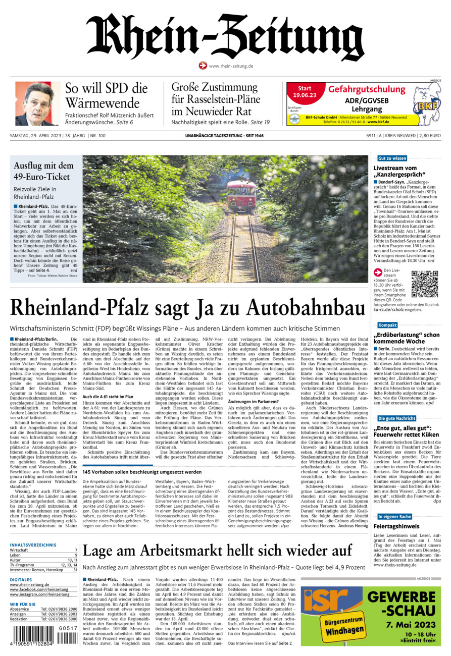 Rhein-Zeitung Kreis Neuwied vom Samstag, 29.04.2023