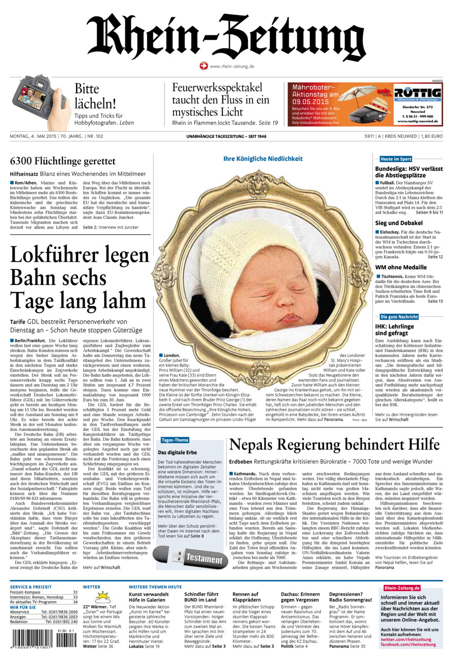 Rhein-Zeitung Kreis Neuwied vom Montag, 04.05.2015