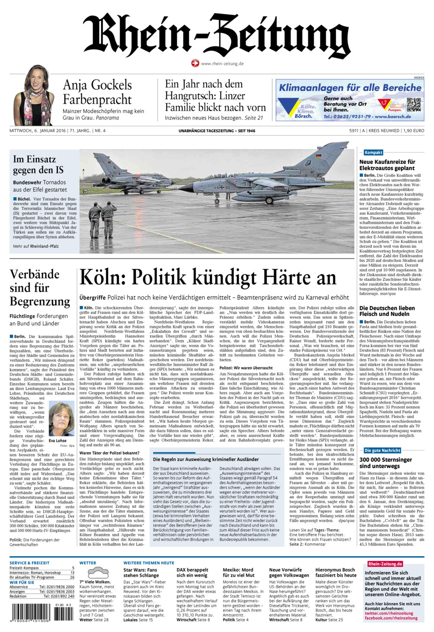 Rhein-Zeitung Kreis Neuwied vom Mittwoch, 06.01.2016