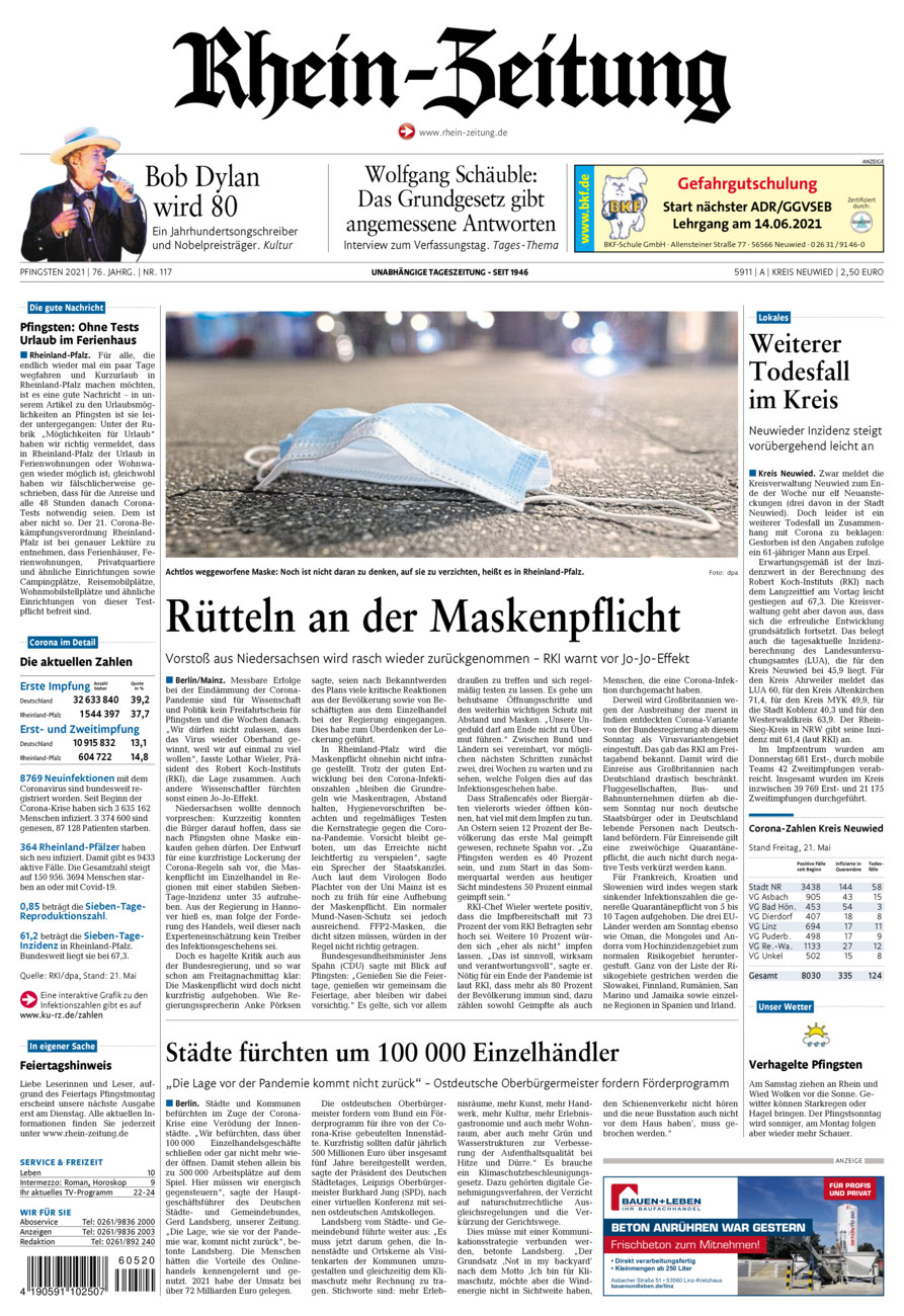 Rhein-Zeitung Kreis Neuwied vom Samstag, 22.05.2021