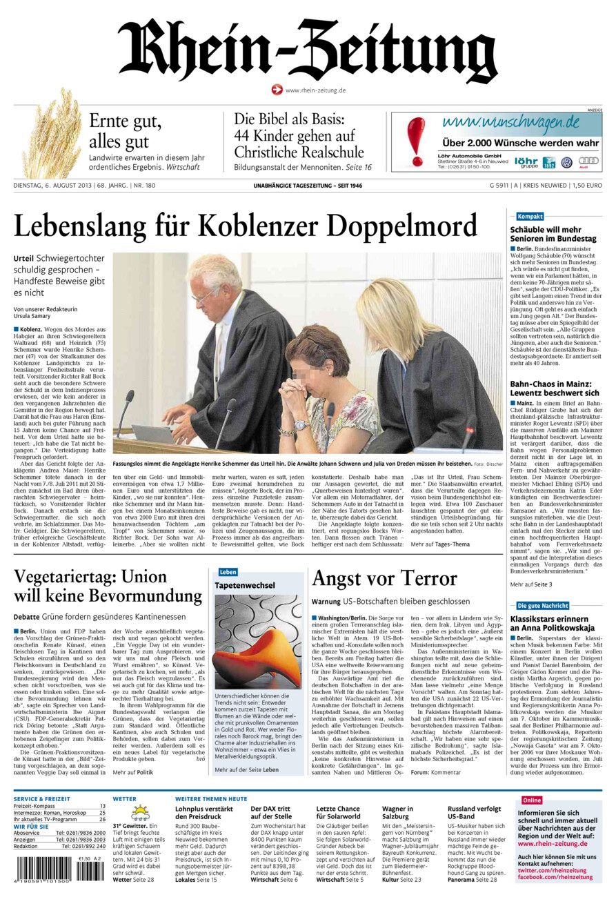 Rhein-Zeitung Kreis Neuwied vom Dienstag, 06.08.2013