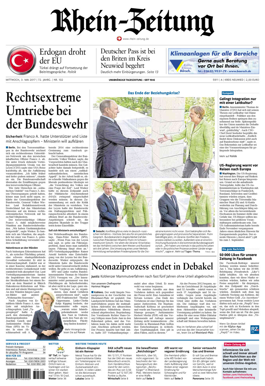 Rhein-Zeitung Kreis Neuwied vom Mittwoch, 03.05.2017
