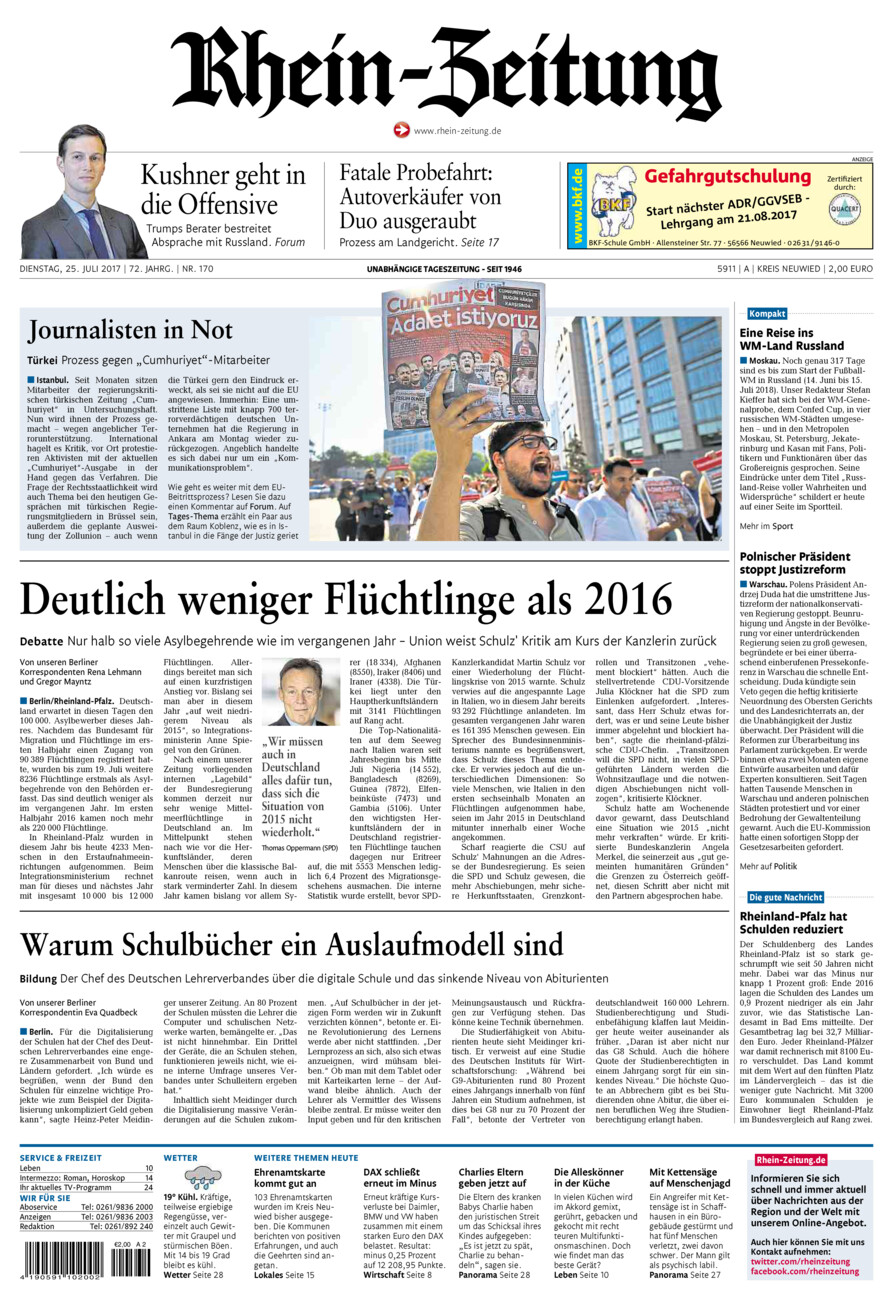 Rhein-Zeitung Kreis Neuwied vom Dienstag, 25.07.2017