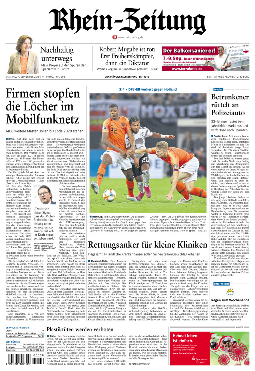 Rhein-Zeitung Kreis Neuwied vom Samstag, 07.09.2019