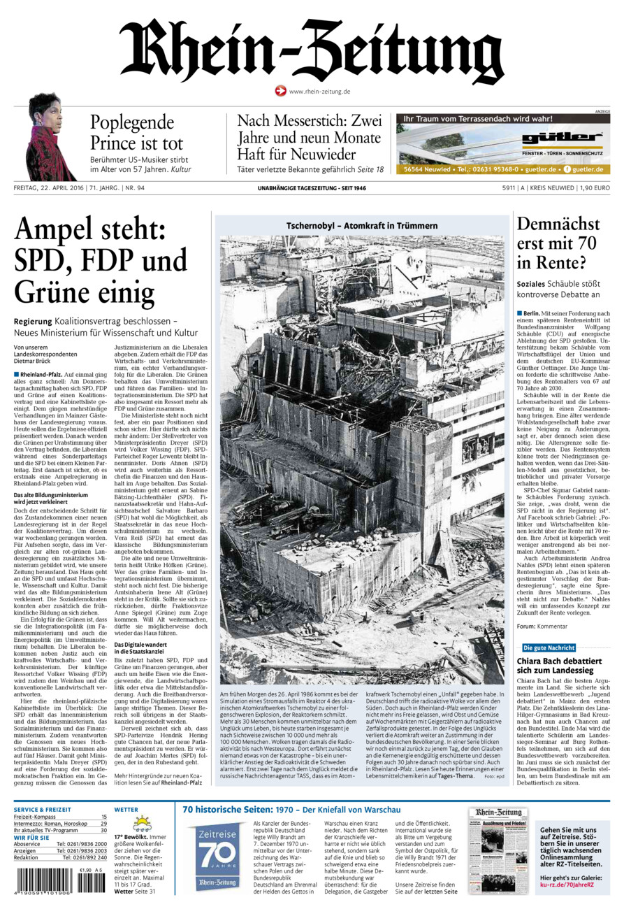 Rhein-Zeitung Kreis Neuwied vom Freitag, 22.04.2016