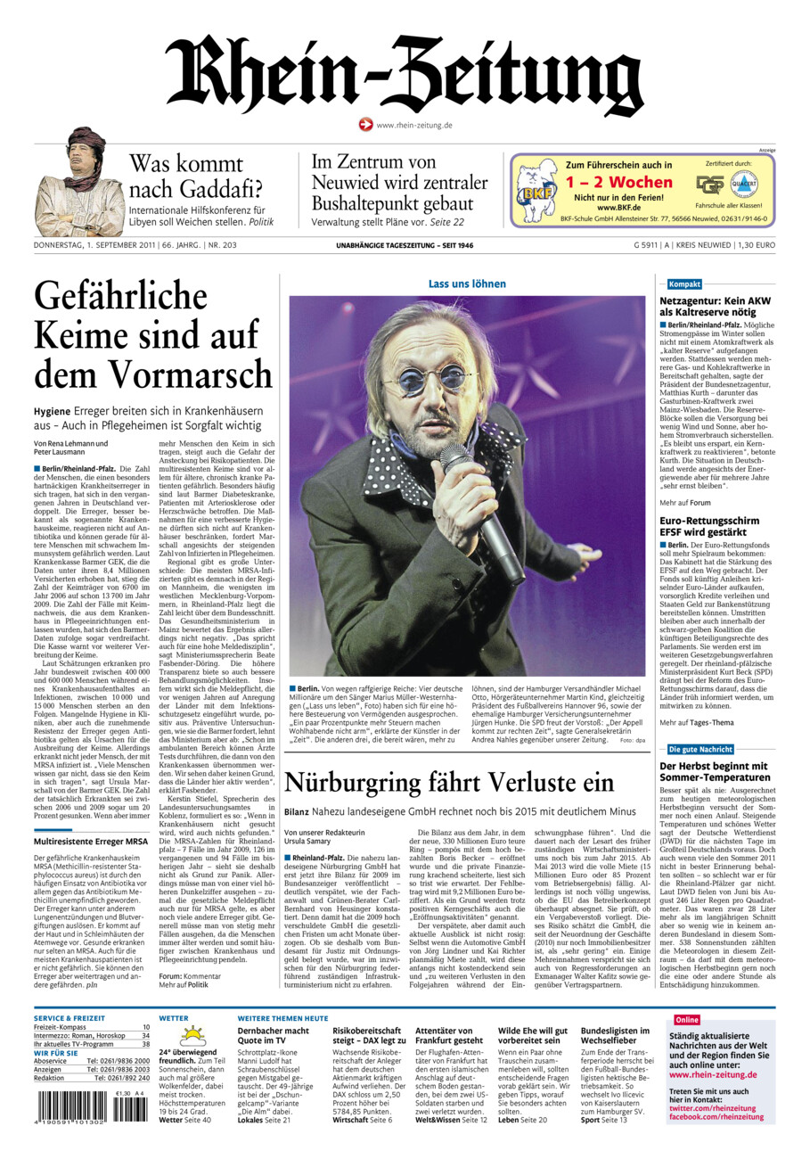 Rhein-Zeitung Kreis Neuwied vom Donnerstag, 01.09.2011