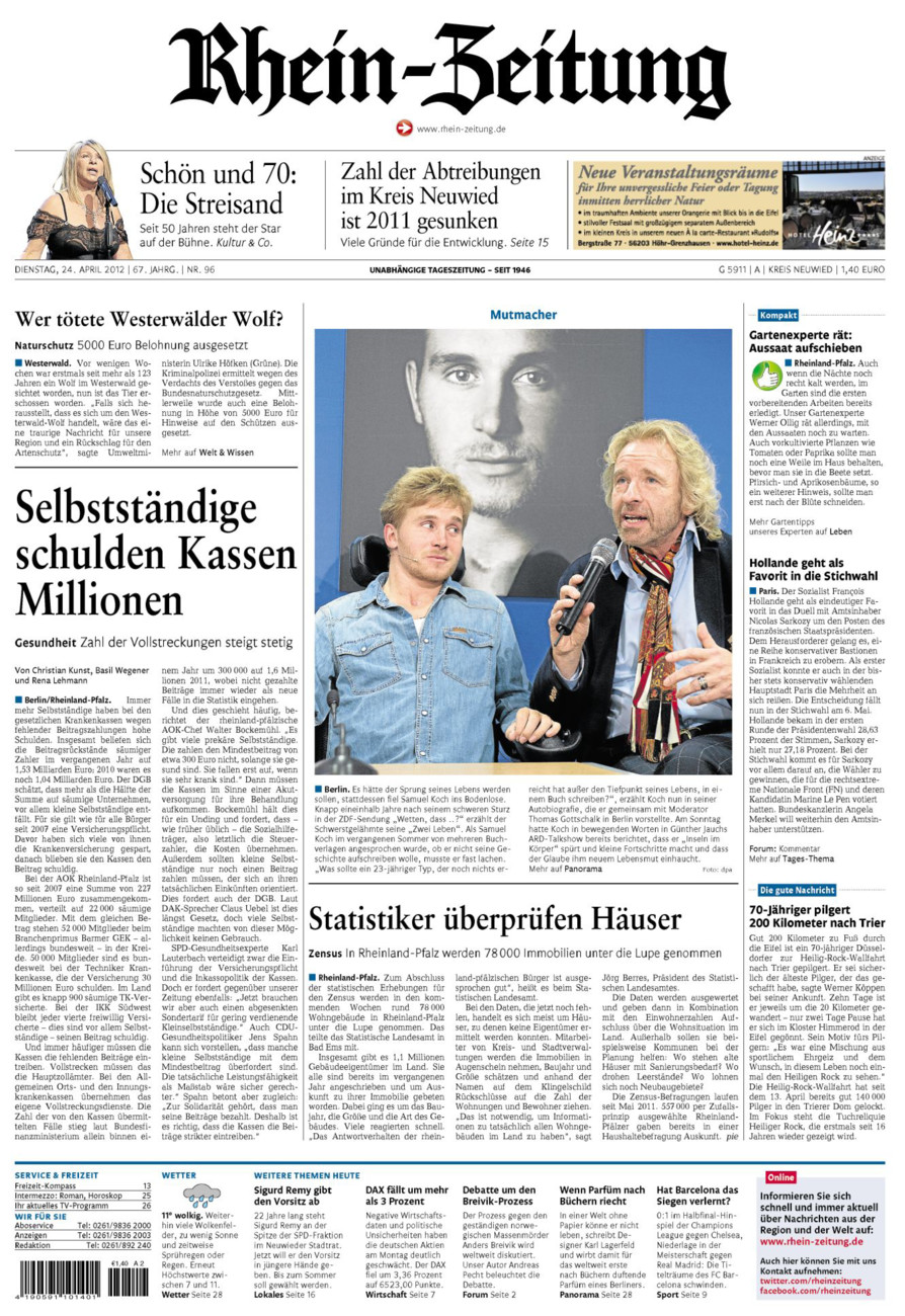 Rhein-Zeitung Kreis Neuwied vom Dienstag, 24.04.2012