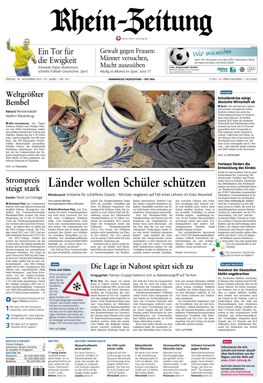 Rhein-Zeitung Kreis Neuwied vom Freitag, 16.11.2012