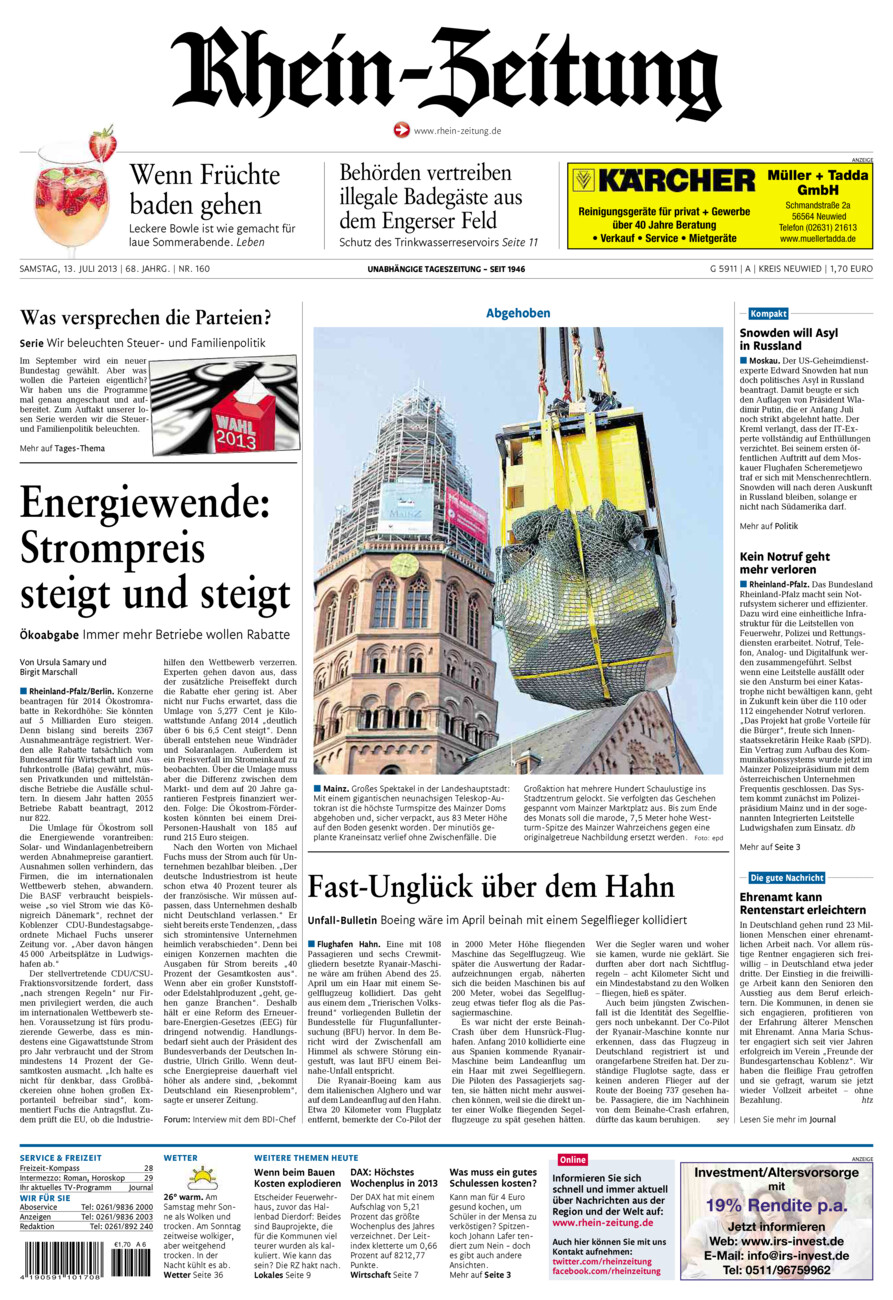 Rhein-Zeitung Kreis Neuwied vom Samstag, 13.07.2013