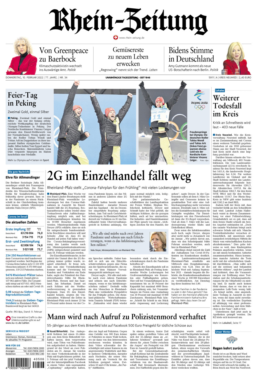 Rhein-Zeitung Kreis Neuwied vom Donnerstag, 10.02.2022