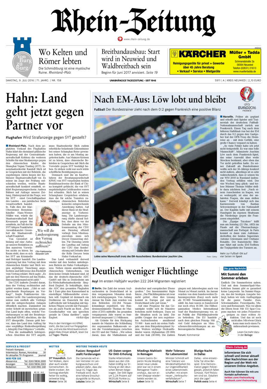 Rhein-Zeitung Kreis Neuwied vom Samstag, 09.07.2016