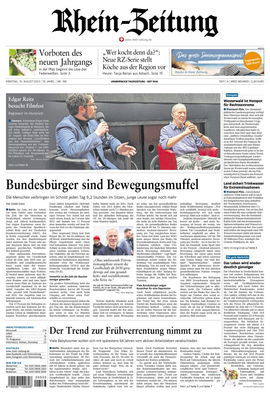 Rhein-Zeitung Kreis Neuwied vom Dienstag, 15.08.2023
