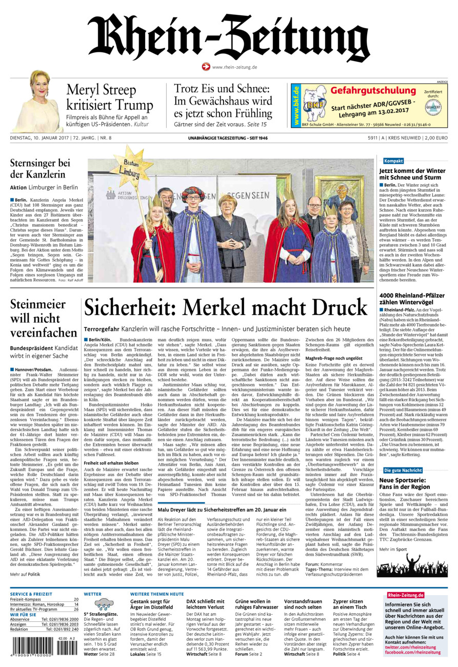 Rhein-Zeitung Kreis Neuwied vom Dienstag, 10.01.2017
