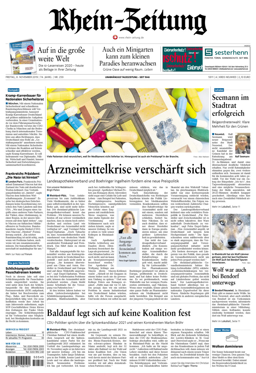 Rhein-Zeitung Kreis Neuwied vom Freitag, 08.11.2019