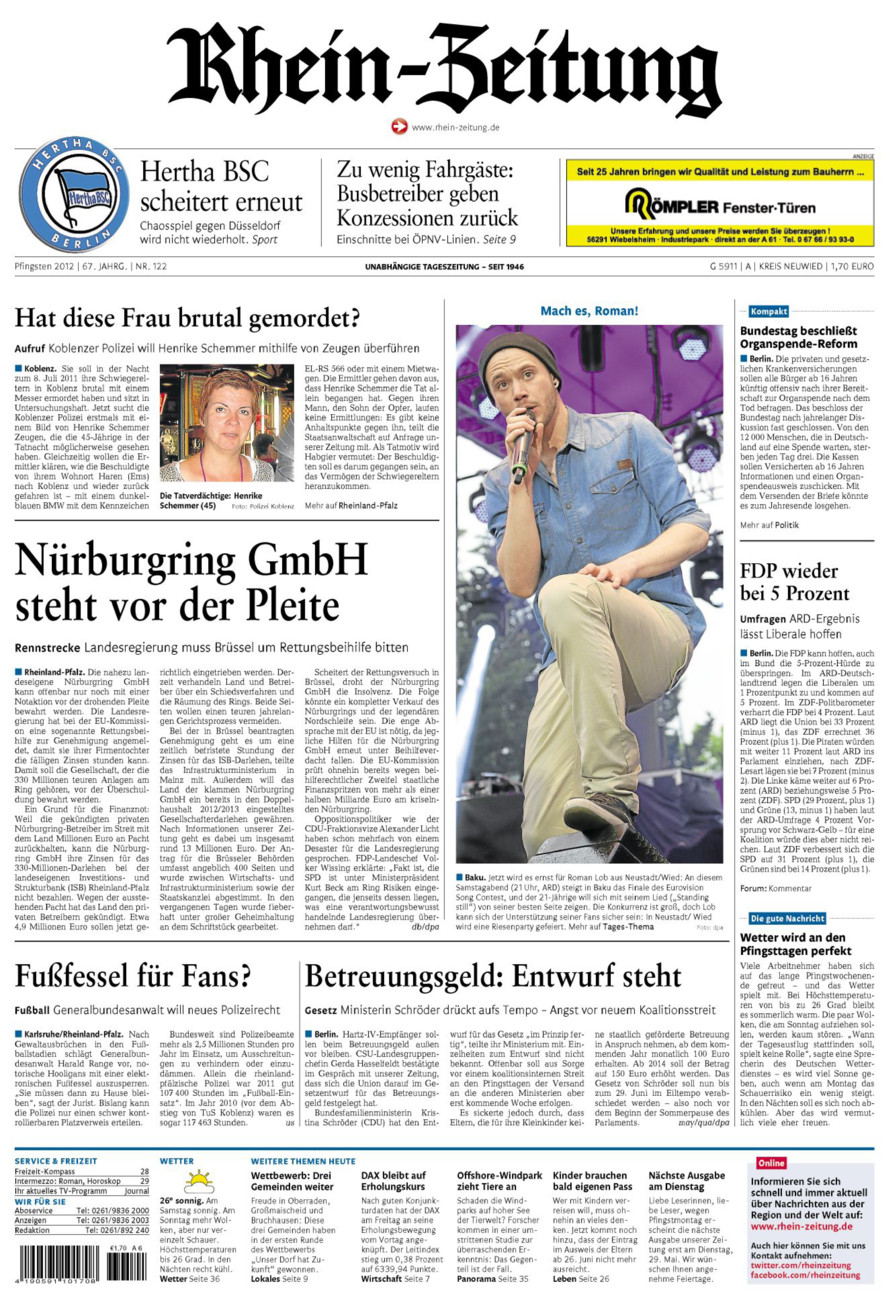 Rhein-Zeitung Kreis Neuwied vom Samstag, 26.05.2012