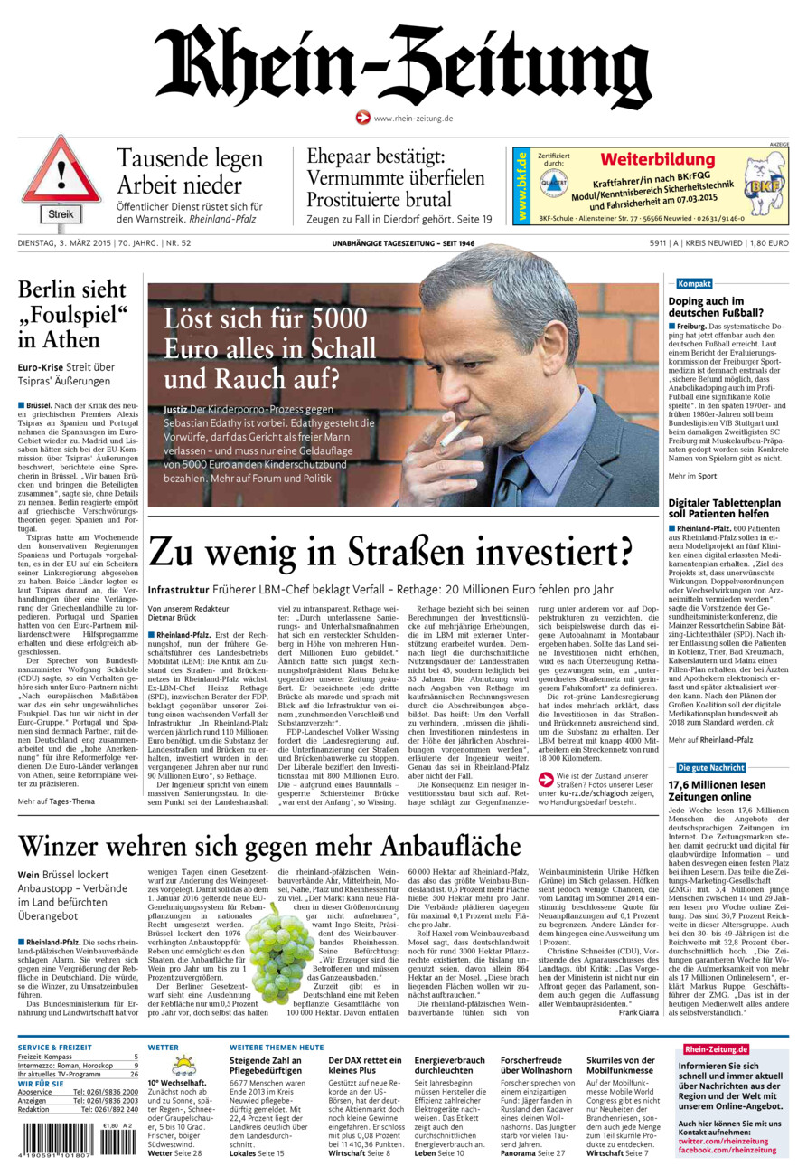 Rhein-Zeitung Kreis Neuwied vom Dienstag, 03.03.2015