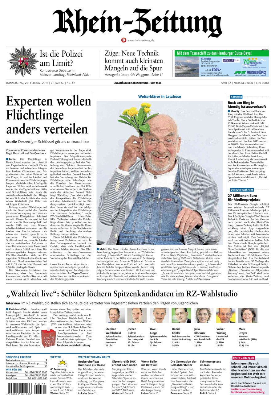Rhein-Zeitung Kreis Neuwied vom Donnerstag, 25.02.2016