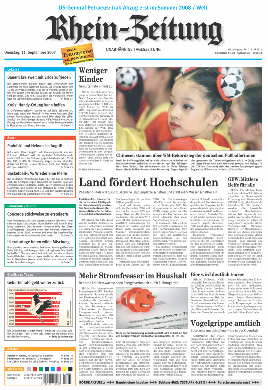 Rhein-Zeitung Kreis Neuwied vom Dienstag, 11.09.2007
