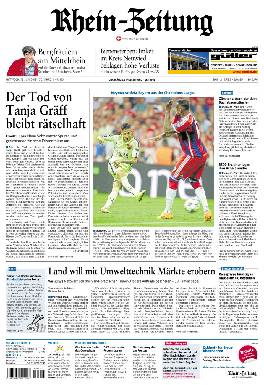 Rhein-Zeitung Kreis Neuwied vom Mittwoch, 13.05.2015