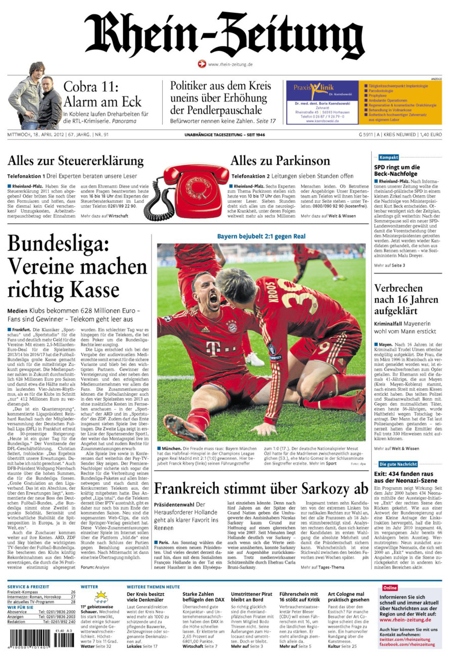 Rhein-Zeitung Kreis Neuwied vom Mittwoch, 18.04.2012