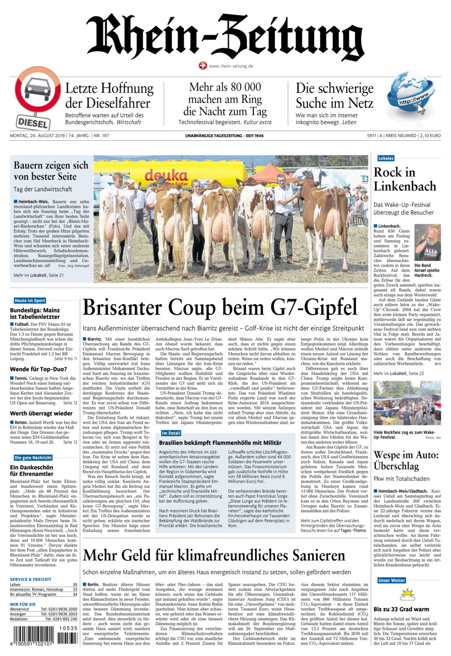 Rhein-Zeitung Kreis Neuwied vom Montag, 26.08.2019