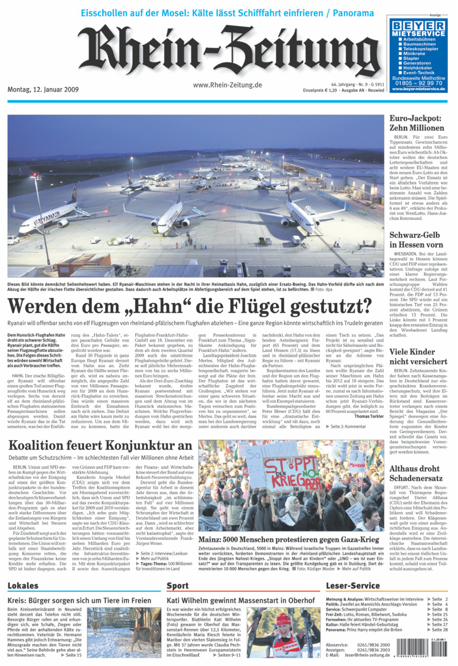 Rhein-Zeitung Kreis Neuwied vom Montag, 12.01.2009