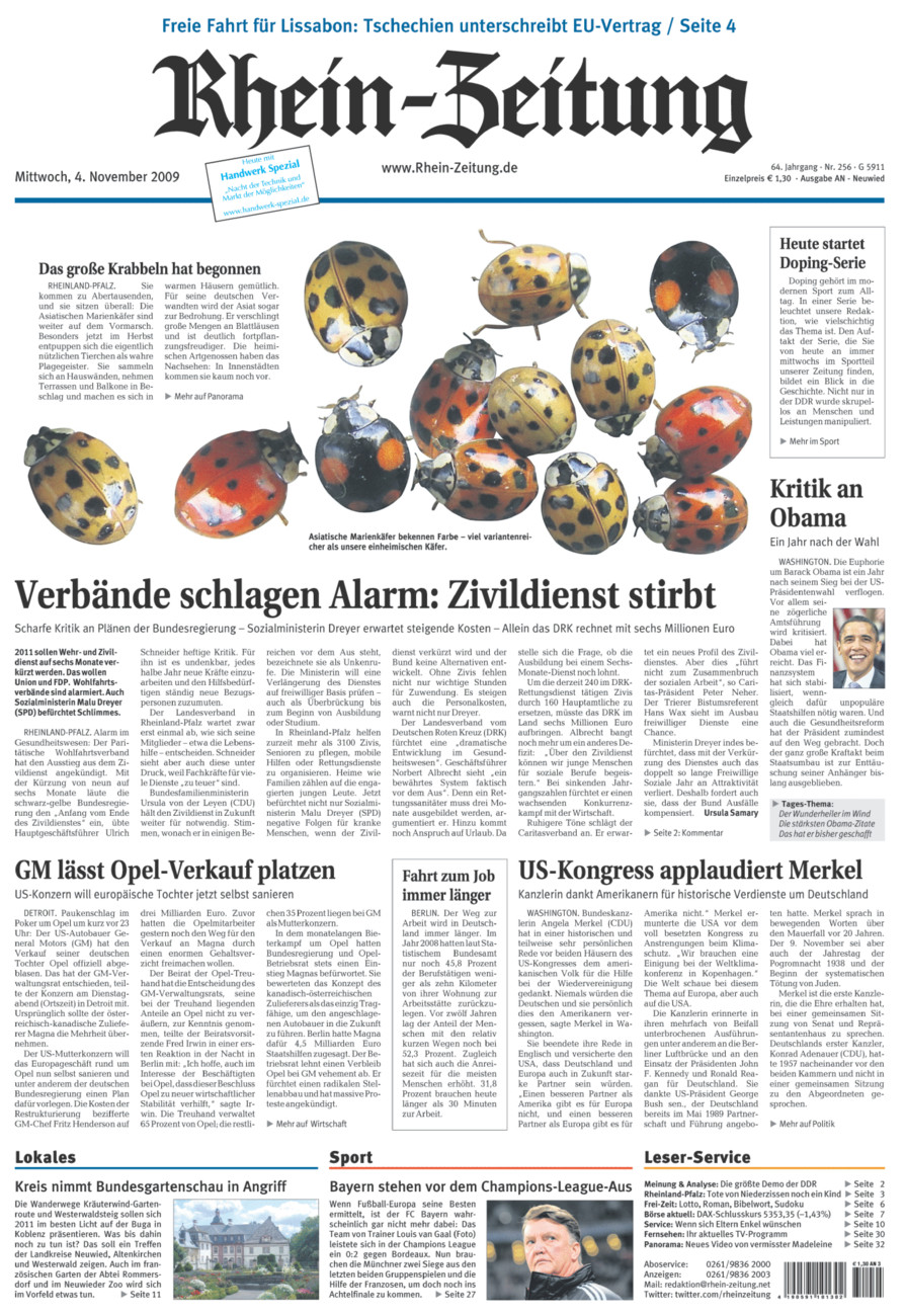 Rhein-Zeitung Kreis Neuwied vom Mittwoch, 04.11.2009