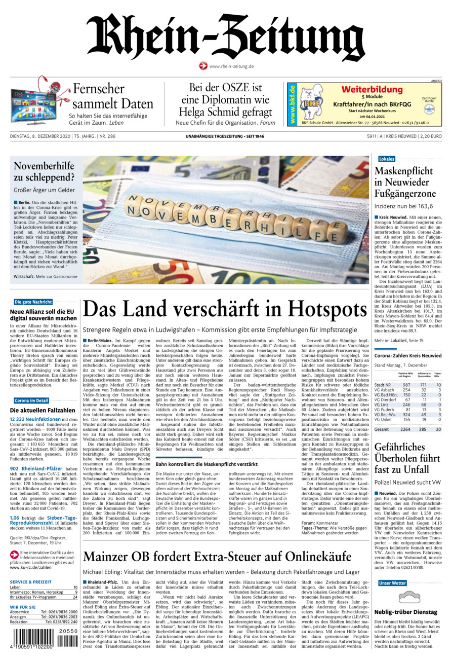 Rhein-Zeitung Kreis Neuwied vom Dienstag, 08.12.2020