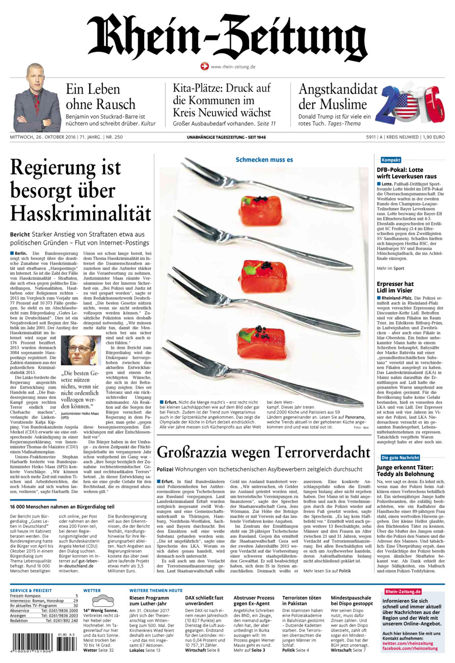 Rhein-Zeitung Kreis Neuwied vom Mittwoch, 26.10.2016