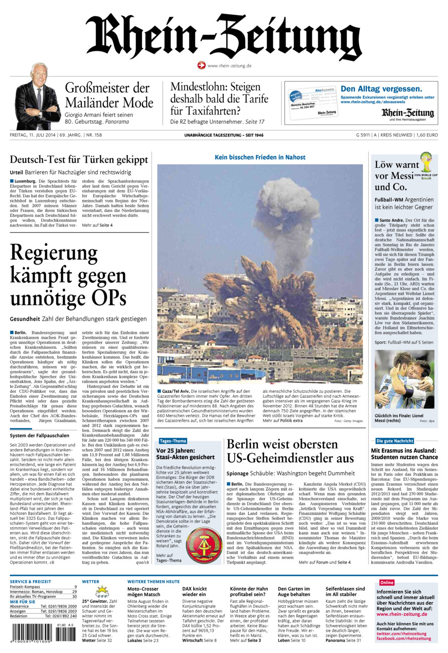 Rhein-Zeitung Kreis Neuwied vom Freitag, 11.07.2014