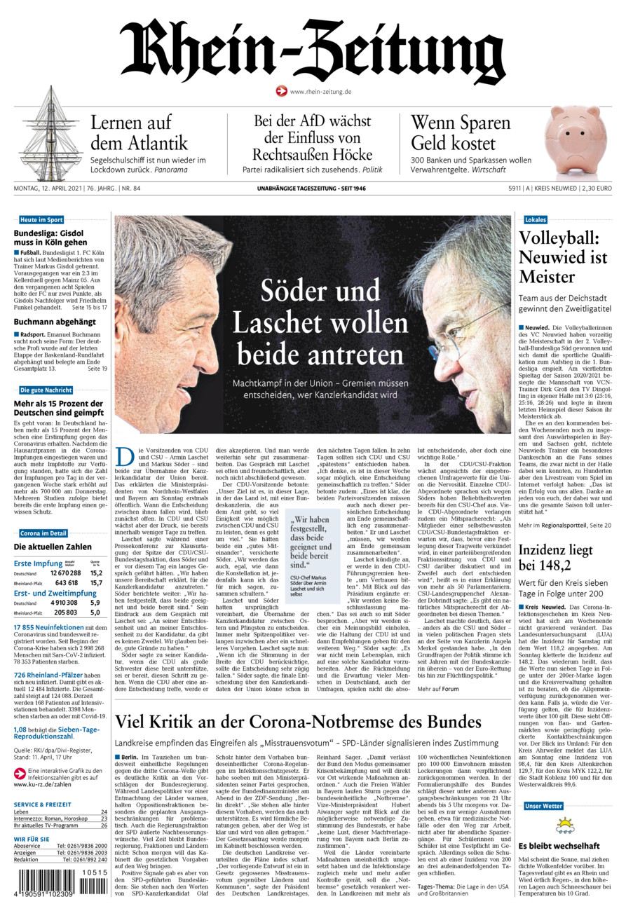 Rhein-Zeitung Kreis Neuwied vom Montag, 12.04.2021