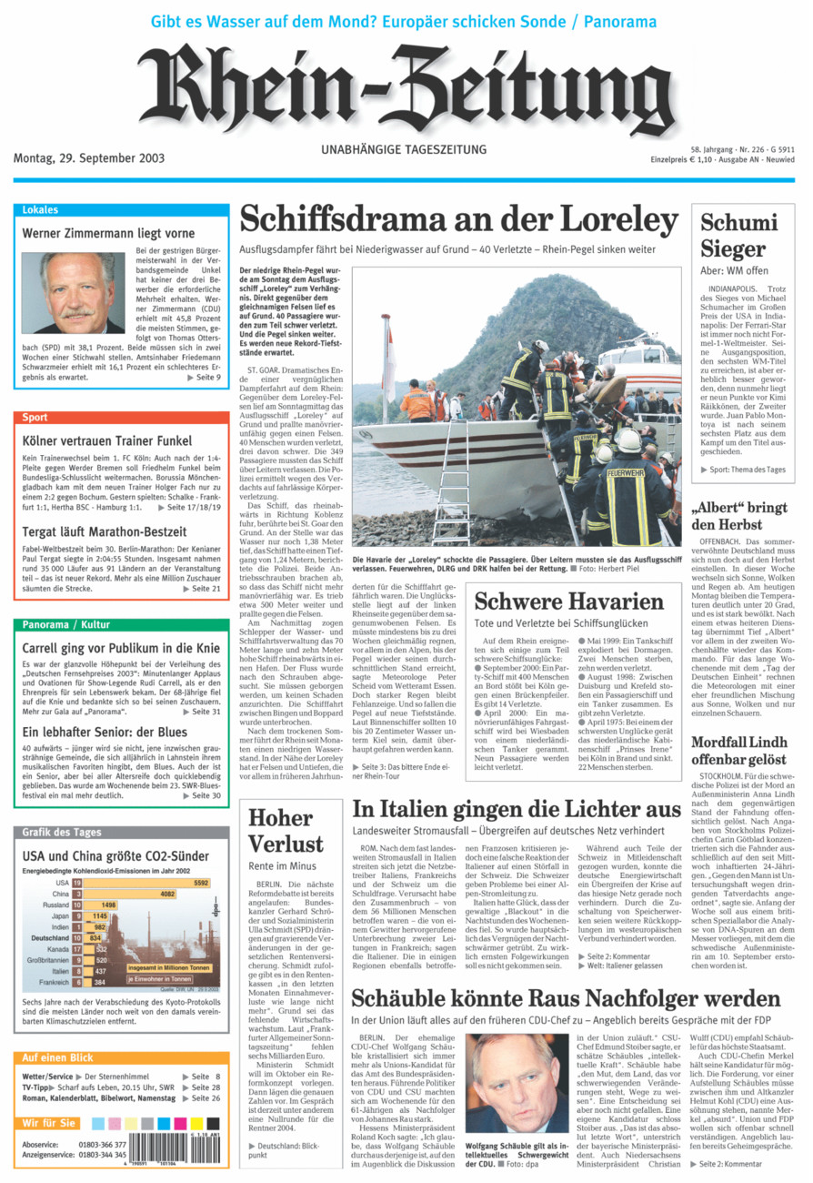 Rhein-Zeitung Kreis Neuwied vom Montag, 29.09.2003