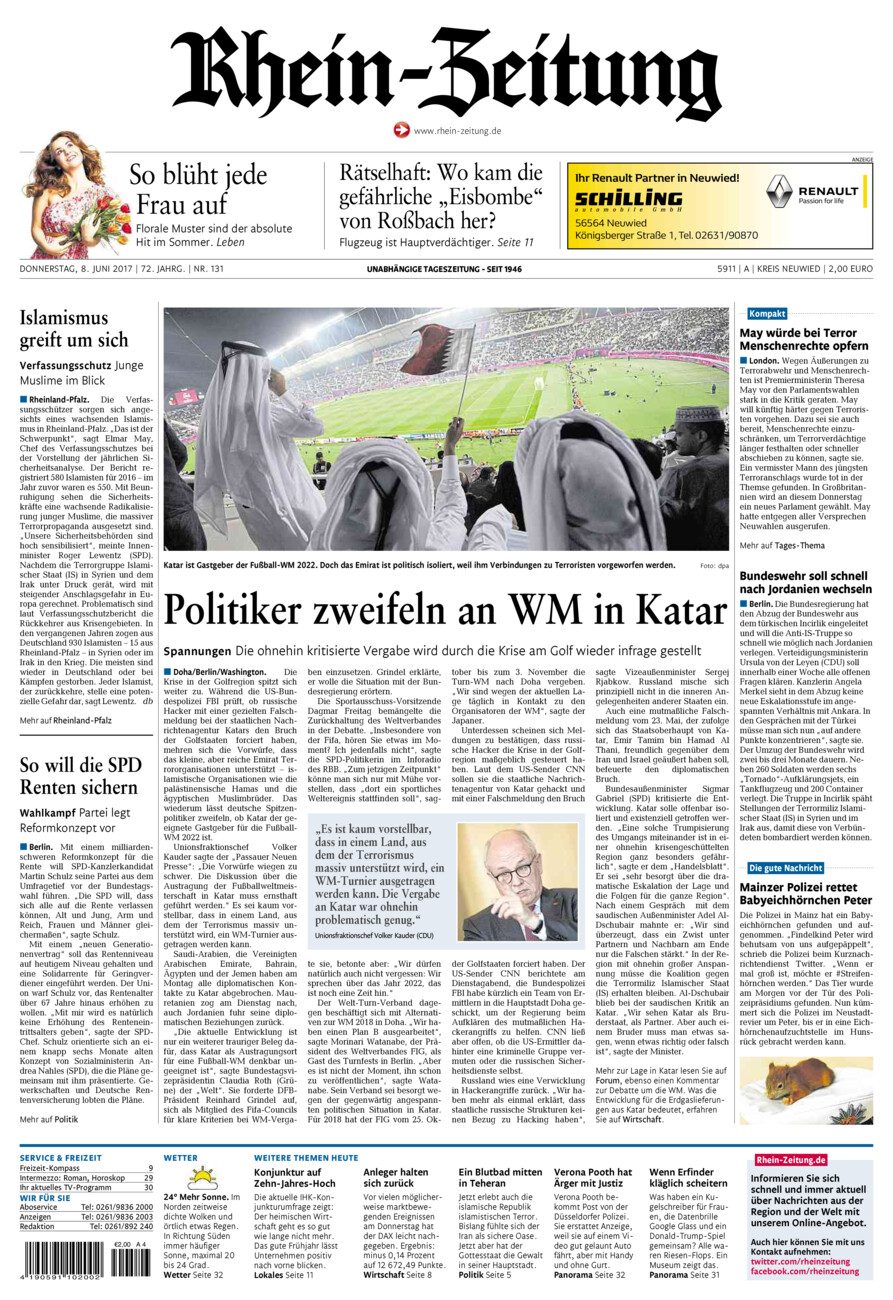 Rhein-Zeitung Kreis Neuwied vom Donnerstag, 08.06.2017