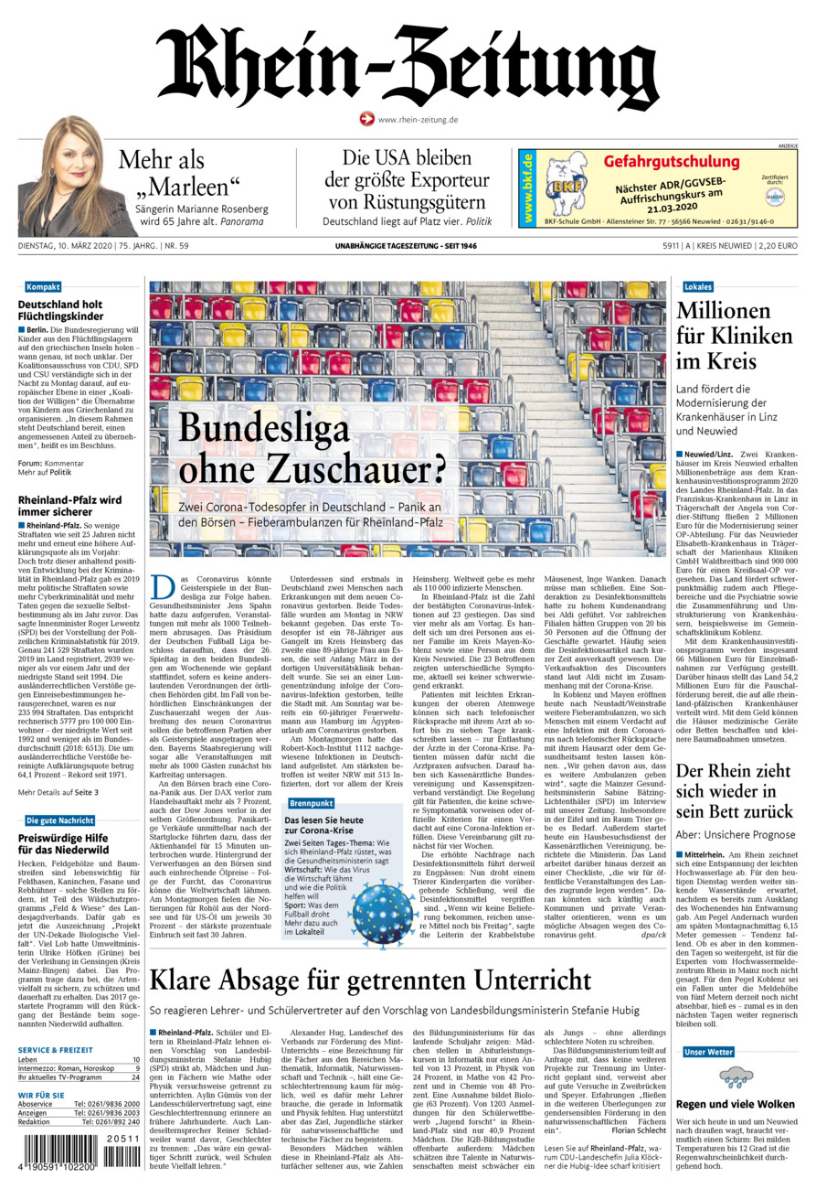 Rhein-Zeitung Kreis Neuwied vom Dienstag, 10.03.2020