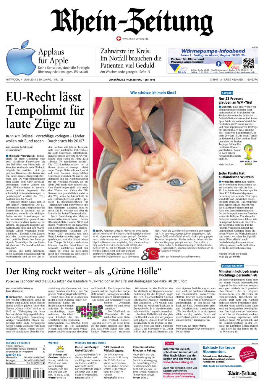Rhein-Zeitung Kreis Neuwied vom Mittwoch, 04.06.2014