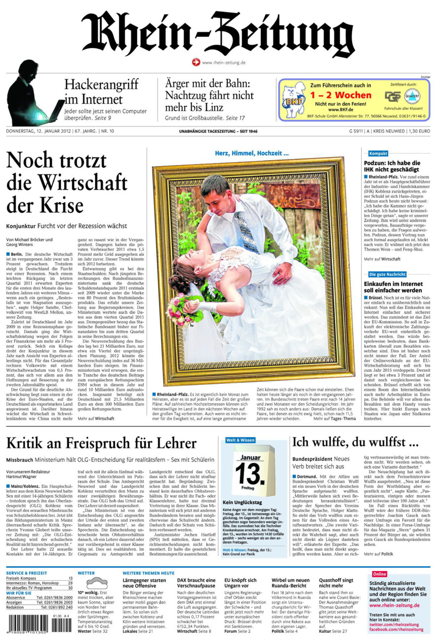 Rhein-Zeitung Kreis Neuwied vom Donnerstag, 12.01.2012