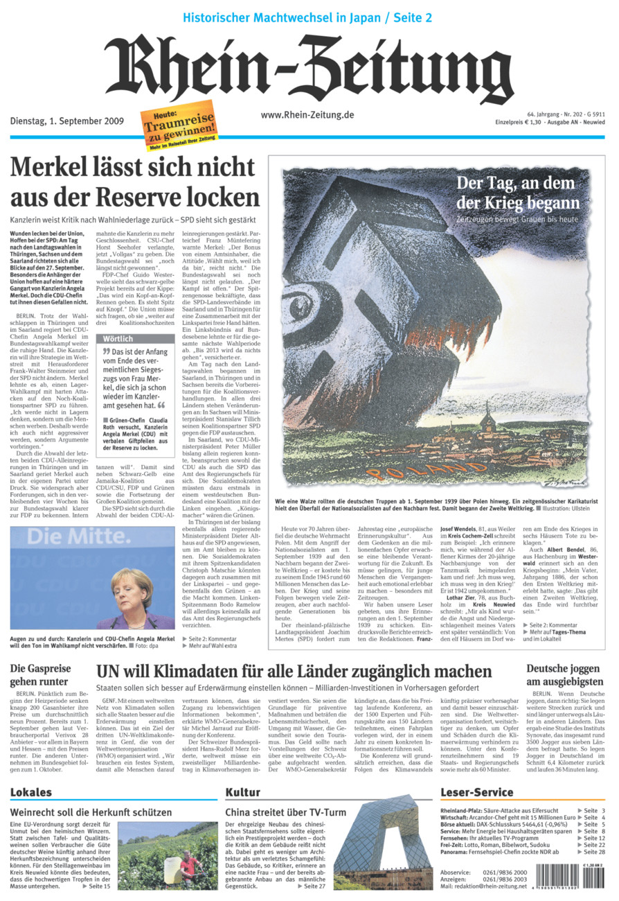 Rhein-Zeitung Kreis Neuwied vom Dienstag, 01.09.2009