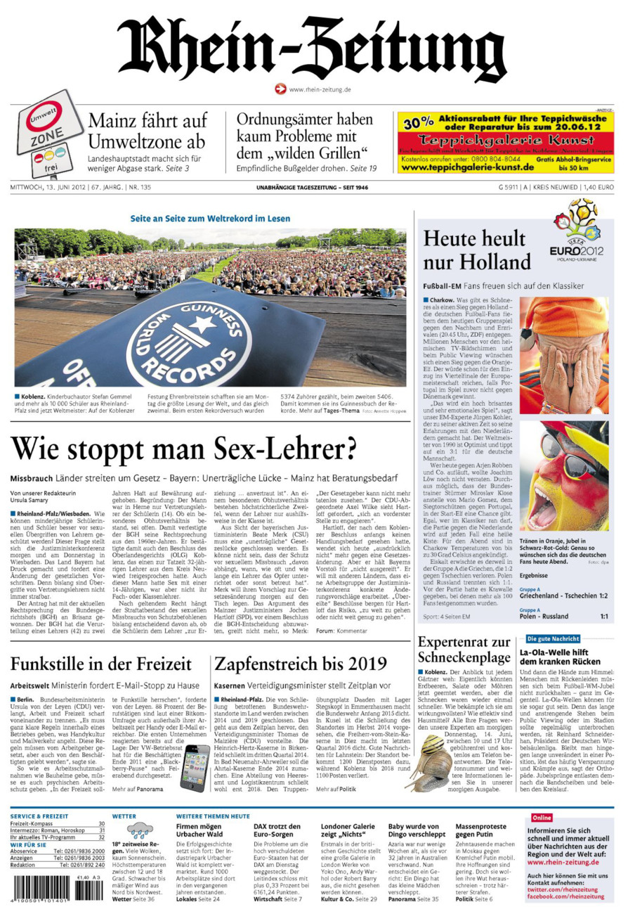 Rhein-Zeitung Kreis Neuwied vom Mittwoch, 13.06.2012