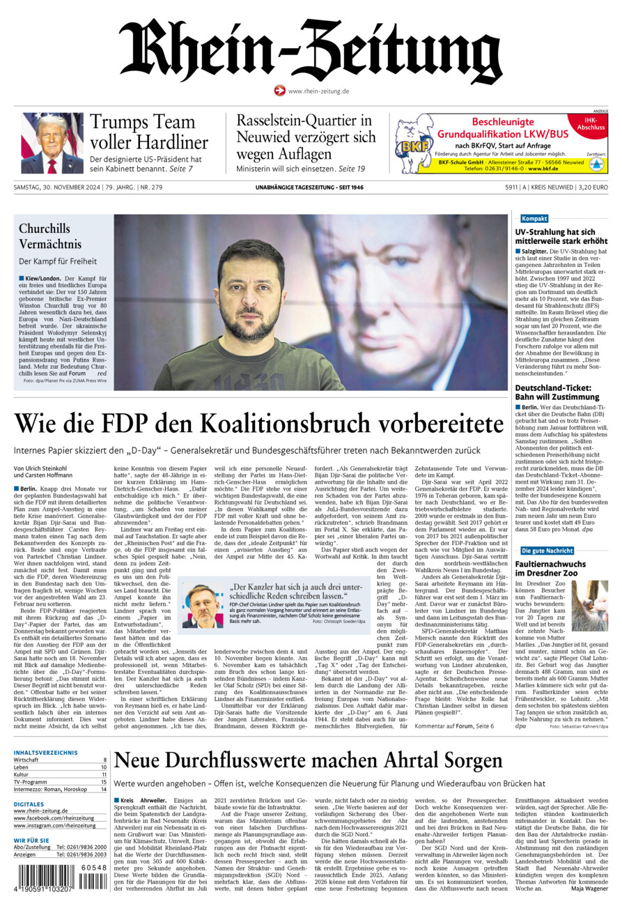 Rhein-Zeitung Kreis Neuwied vom Samstag, 30.11.2024