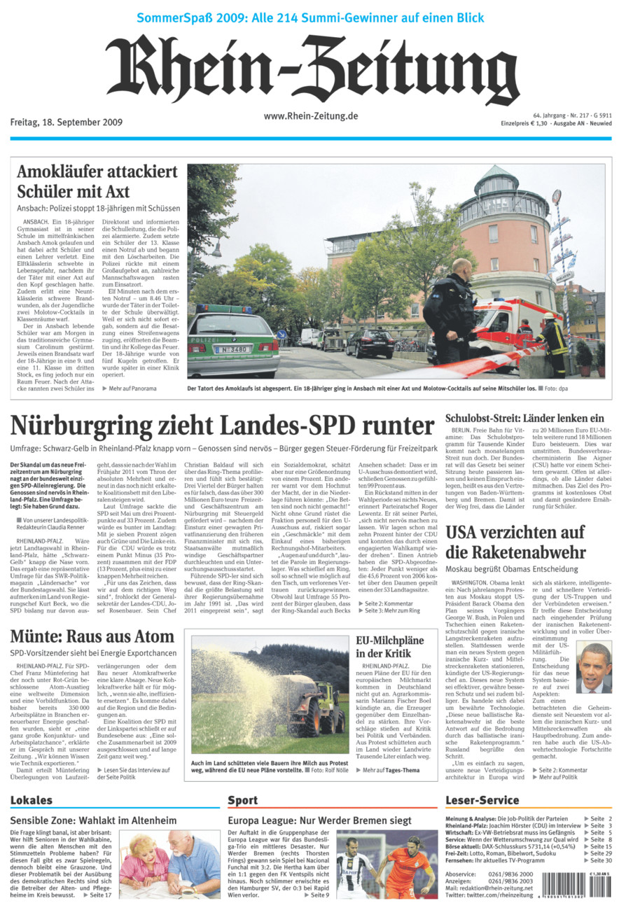 Rhein-Zeitung Kreis Neuwied vom Freitag, 18.09.2009